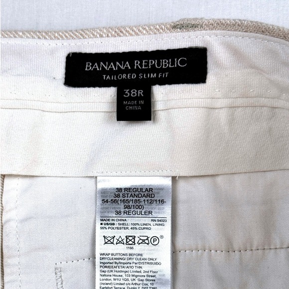 Banana Republic Tailored Fit Pants Mens Tan 38R Linen Herringbone - Picture 8 of 8